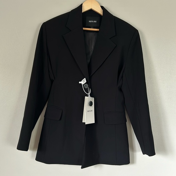 NEVA HU black designer jacket blazer slimming and casual, fall collection size S - Picture 9 of 16
